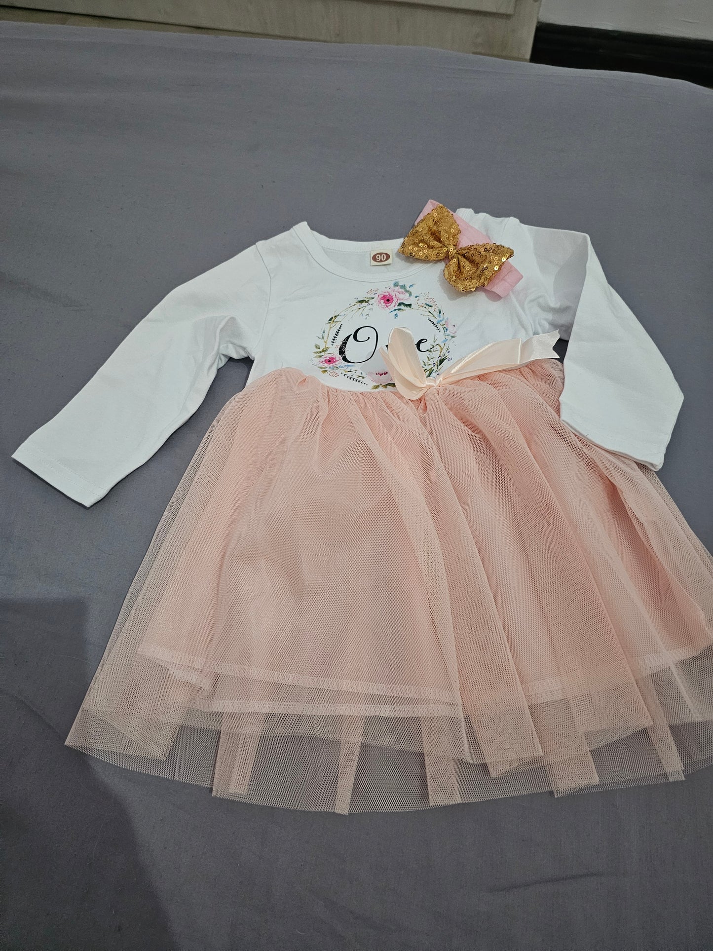Long Sleeve Birthday Girl Dress with matching Headband