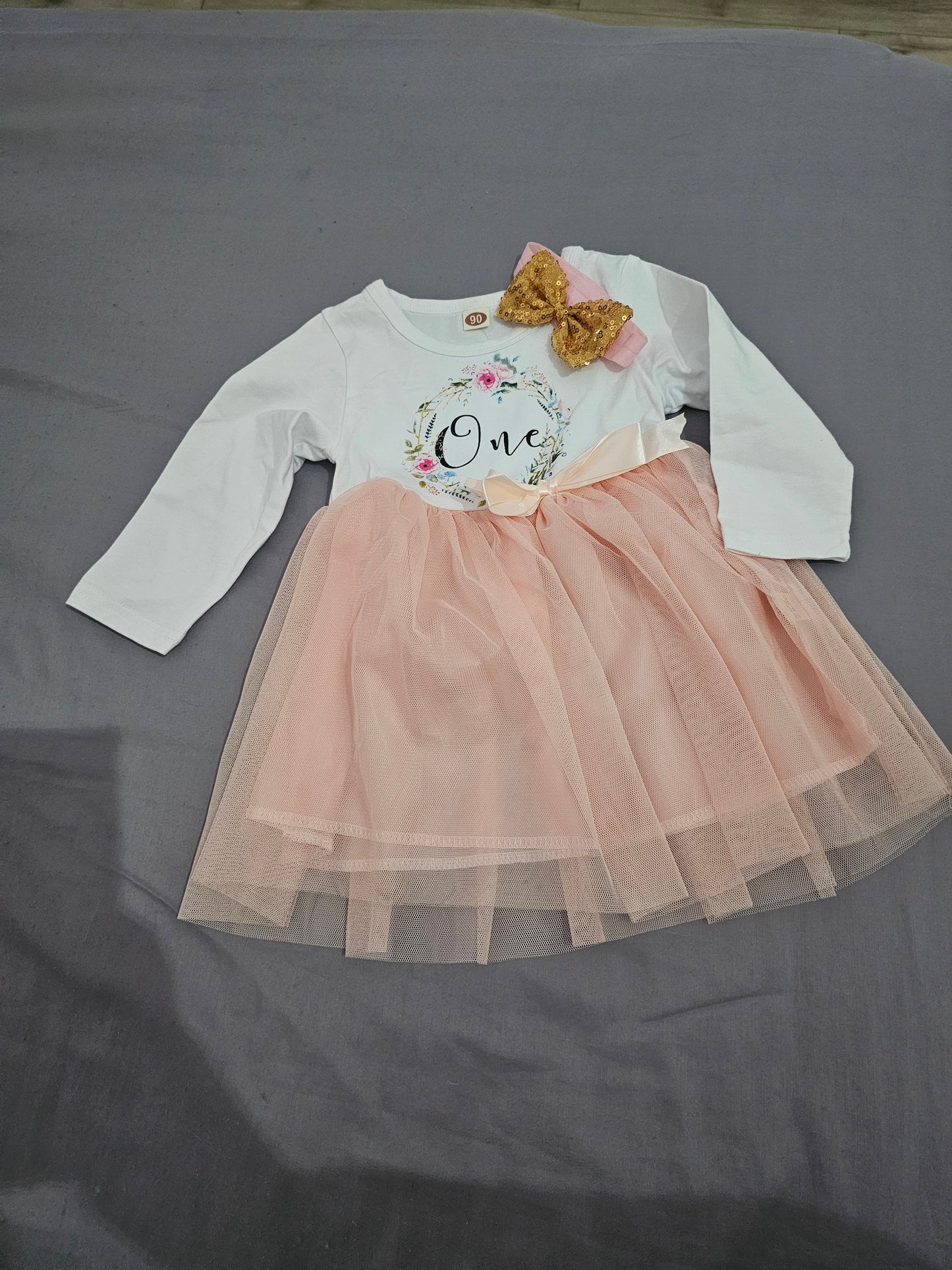 Long Sleeve Birthday Girl Dress with matching Headband