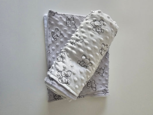 Baby Blanket Grey Elephant with matching Burp Cloth